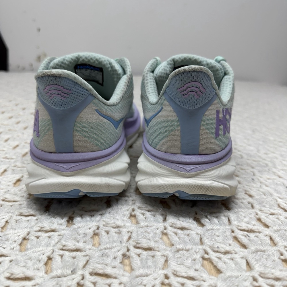 HOKA Clifton 9 Shoes Womens Size 8.5 B Mint Green Purple Running Gym Cushioned - Picture 5 of 11